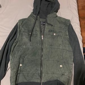 RVCA men's XL green/grey hoodie/vest